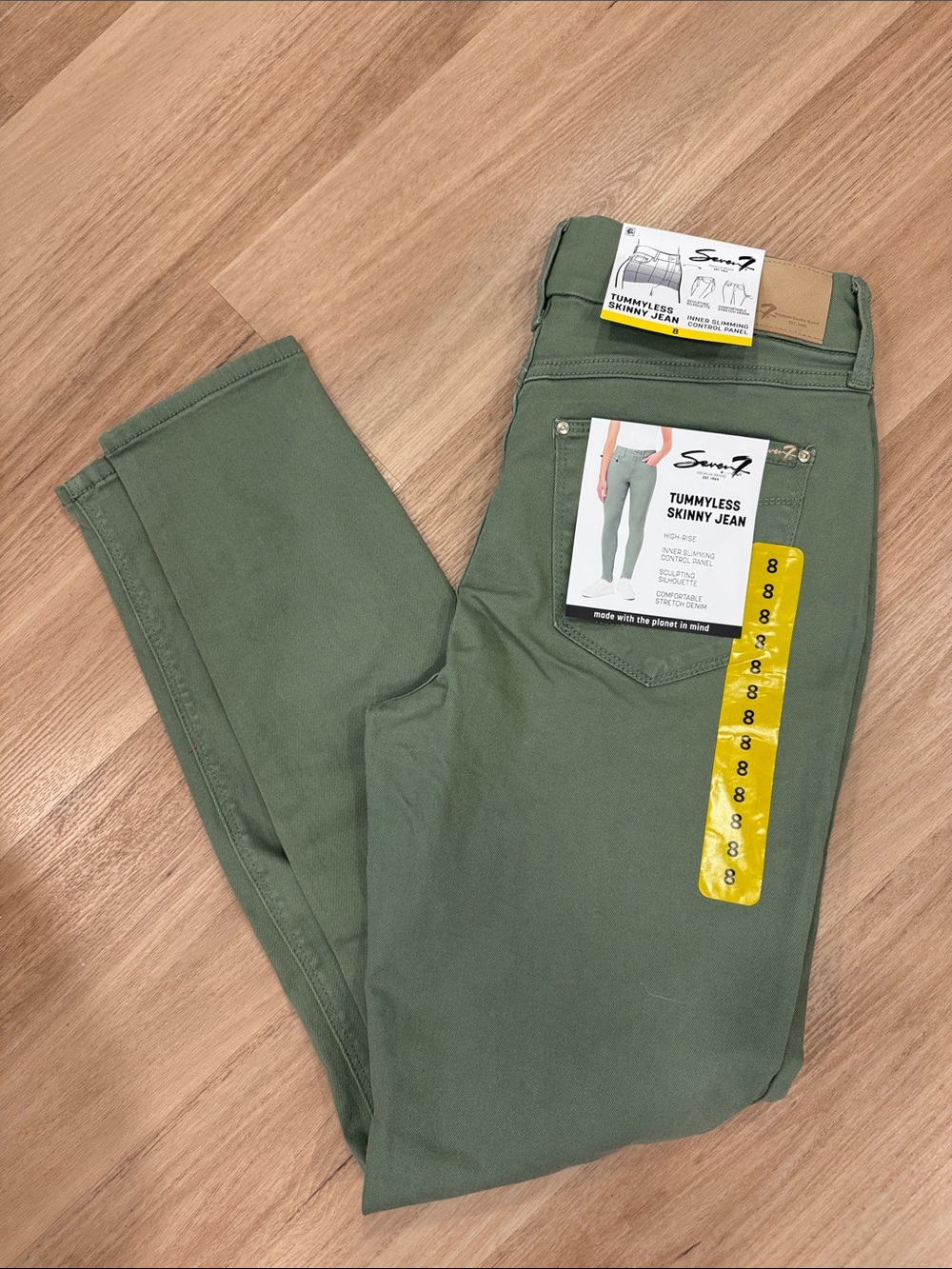 Seven7 Tummyless Skinny Jeans - Olive tummy slimming size 8